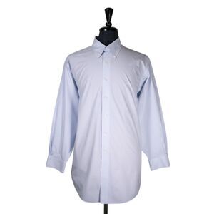 Brooks Brothers Mens Dress Shirt Blue Striped Non Iron Stretch Madison 17.5 33